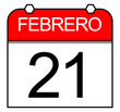 © Andres Serna - Spanish calendar illustration with February 21 in a highly legible design