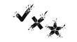 © My universe - Shattering vector shapes set including tick cross and star symbols breaking into fragments