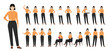 © Volha Hlinskaya - Big set of young businesswoman character with short hairstyle in different poses. Various gestures female character standing and sitting on the chair. Isolated vector illustration