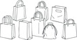 © Yana - Outline vector illustration of various shopping bags and sacks, suitable for retail and packaging design projects