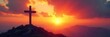© Hugnaka - A symbolic depiction of Christian salvation; a cross silhouetted against a vibrant sunrise, representing hope, redemption, and new beginnings , sacred, blessing