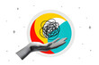 © kayden - A hand holding tangled ball. Modern photo collage style. Illustration on transparent background