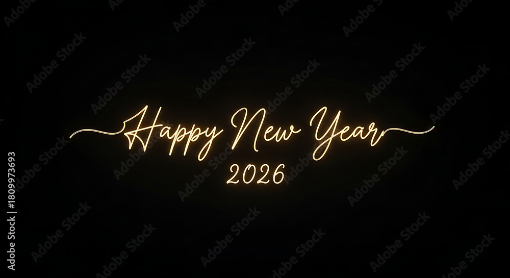Happy new year 2026 golden text effect on black background Stock ...