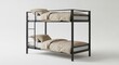 © Best Image - Modern black metal frame twin bunk beds with neutral bedding