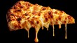 © Tatiana - close-up of delicious jucy four cheese pizza, epicly melting against black background