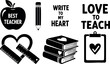 © GMZ - Teacher appreciation vector set with apple pencil books and heart symbols for education and love of teaching