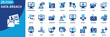© Uniconlabs - data breach icon set collection in solid glyph dual color style. pack contain leak, hack, breach, malware, spyware, intrusion, phishing, ransomware, attack, theft icon