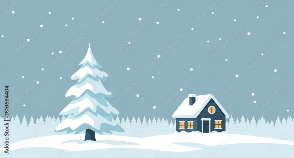 winter landscape with house Stock Vector | Adobe Stock