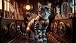 © Gleb - Steampunk cat with goggles in vintage workshop