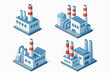 © Andrei - Isometric factory building icons set with smokestacks and pipes
