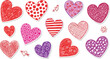 © MdJillur - Naive Hand Drawn Crayon Hearts Sticker Sets.