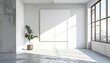 © neeng siii - Modern Minimalist Empty Room Interior with Large Windows and Natural Light.