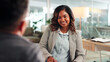 © FlexOn/peopleimages.com - Happy woman, meeting and interview with intern for recruiting or job opportunity in office. Female person, employer or discussion with candidate for company growth, talent or hiring in workplace