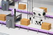 © Rendara Studio - 3D robot handling packages on logistics conveyor