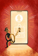 © Westend61 - Thief hacking bank account on mobile phone in security illustration