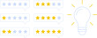 © Volodymyr - 5 star rating and glowing bulb emphasizing ideas, reviews, feedback, innovation, goals. Creativity, teamwork, quality improvement evaluation user experience illustration