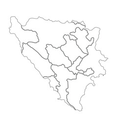  White color map of Bosnia and Herzegovina on white background