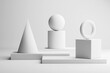 © Westend61 - Minimalist white 3D geometric shapes in studio with soft lighting