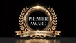 © Emilia - Luxurious Golden Award Emblem with Laurel Wreath and Ribbon on Black Background