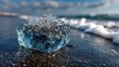 © Mega - Azure Ice Crystal on a Volcanic Beach Shore