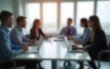 © Penelope - Blur office meeting blurred background with business people working group in boardroom discussion for teamwork brainstorming, executive seminar or professional training in small startup enterprise