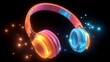 © Olivia - Glowing Neon Headphones in Dark Futuristic Abstract – Vibrant Translucent Music Tech with Ethereal Lighting