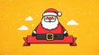 © Josiah - Illustration of a cheerful Santa Claus wearing a black belt with a shiny buckle against a bright yellow background