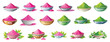 © InkSplash - Set of colorful Gulal powder bowls for Holi festival celebration vector.