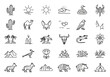 © Adam - Wild west and desert life icon collection. Thin line art set of desert animals, plants, and nature symbols for western themes