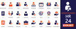 © suraiya - Minimal HR icon set featuring recruitment, management, teamwork, performance, employee workflow, and organizational development elements.