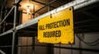 © RIKO - Safety Sign Displayed On A Scaffolding Provides Fall Protection Required Information