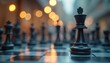 © Viktor - Chess king piece on a board. Strategic business concept. Leadership power strategy concept. Competition challenges success. Financial planning management vision.