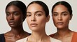 © Bejo Studio - Three women with diverse skin tones, serene and neutral background