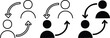 © MDneamul - Replace Person Icons. Personnel Exchange Symbols. Reciprocal arrow people icon sign. User staff rotation icon set. Two people exchanging information on Transparent Background.