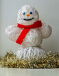 © Констянтин Батыльчук - A snowman made out of yarn with a red scarf