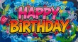 © Rizvi - Happy birthday graffiti design with vibrant colors and artistic font for special day