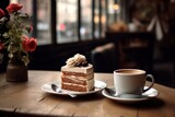 Coffee and cake dessert drink cream.