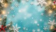 © SUPERARTMAN - Winter wonderland celebration snowflakes and pine boughs festive background holiday atmosphere bright blue aesthetic calmness for seasonal cheer