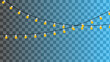 © MDBodrul - Decorative string of yellow light bulbs against blue gradient