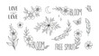 © Maira - Bohemian Floral: Delicate line art featuring blooming flowers, crescent moon, and butterflies evokes feelings of love and free spirit, creating a whimsical and enchanting composition.