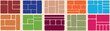 © Prodesigner - Bento style layout grid templates. bento box photo frame collage layout. Light mood board mockup horizontal banner. Colorful trendy geometric brick layout collection. Pictures collages with trendy Y2