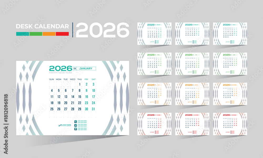 2026 desk vector calendar design Stock Vector | Adobe Stock
