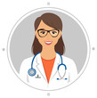 © Maryna - Smiling female doctor wearing glasses and a stethoscope in a white coat