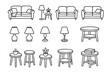 © Andrii - Vector couch lamp icons table living icon small interior setup cozy room
