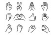 © Дар'я Солтис - Hand prayer icon hands gestures peace wave vector up symbolic pinch thumbs