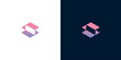 © anello - Abstract geometric logo design with layered cubes in pink and purple gradient on white and dark blue backgrounds