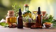 © Brandon - herbal remedies and essential oils arranged with botanicals and spices