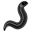 © Rehena - Black 3d silhouette of a stylized eel or leech white