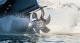 Experience the exhilarating rush of speed with a powerful boat propeller churning through ocean water