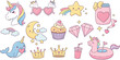 © Forest.Rox - Collection of cute kawaii unicorns stars moon cupcakes and other whimsical fantasy elements in pastel colors